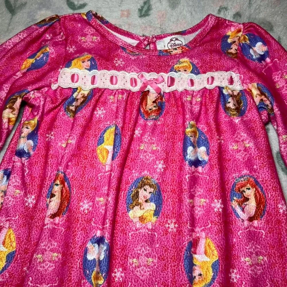 Disney Princess Nightgown Dress 4T - Pink Ruffle Cinderella Ariel Belle Coquette - Picture 2 of 8
